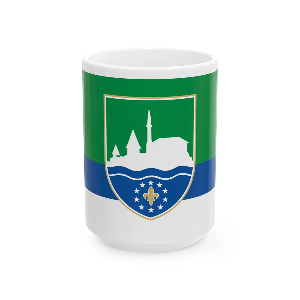 Zastava Cazina (Bosnia and Herzegovina) White Coffee Mug 15oz - Go Mug Yourself