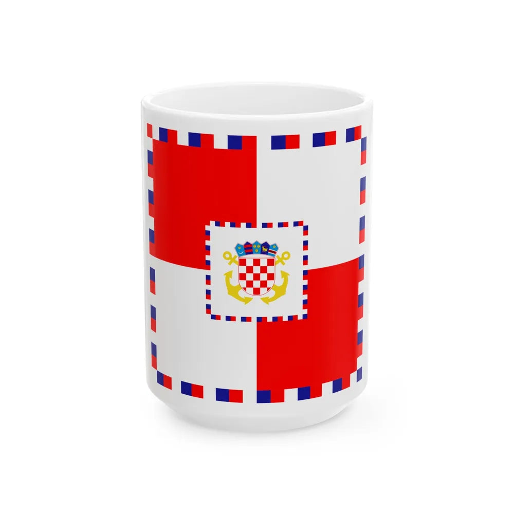 Zastava kontraadmirala OS RH (Croatia) White Coffee Mug 15oz - Go Mug Yourself