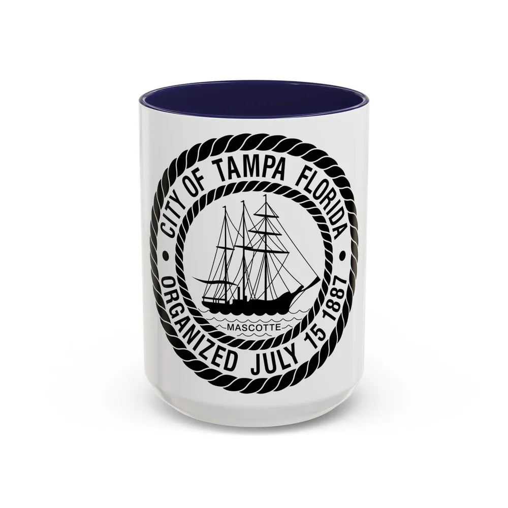 Seal of Tampa Florida - Accent Coffee Mug-15oz-Navy-Go Mug Yourself