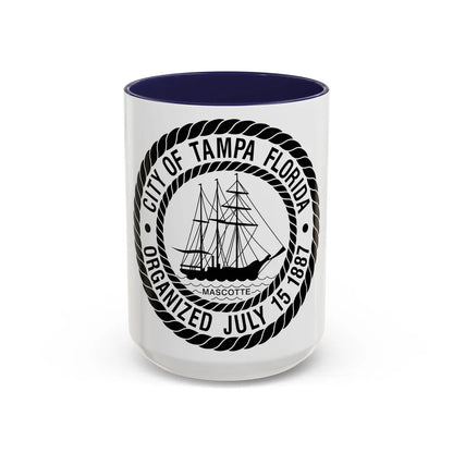 Seal of Tampa Florida - Accent Coffee Mug-15oz-Navy-Go Mug Yourself