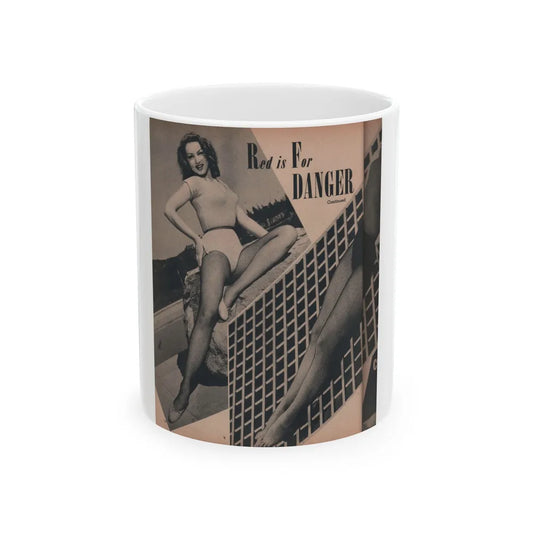 Julie Newmar #167 - Pages 16 Pages 3 of 5 with, Julie+1 Full Page B&W Photo from COVER GIRLS MODELS Mag. Nov. '53 (Vintage Female Icon) White Coffee Mug-11oz-Go Mug Yourself