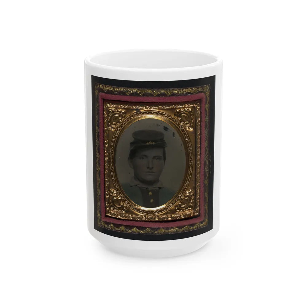 Unidentified Soldier In Forage Cap (U.S. Civil War) White Coffee Mug-15oz-Go Mug Yourself