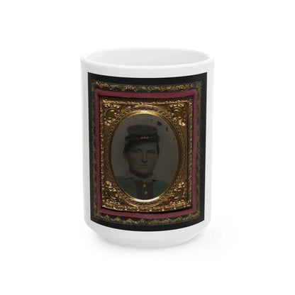 Unidentified Soldier In Forage Cap (U.S. Civil War) White Coffee Mug-15oz-Go Mug Yourself