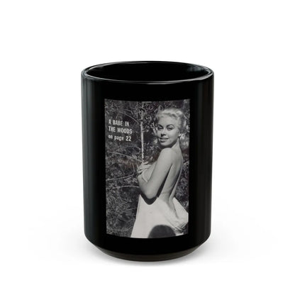 Jeanne Carmen #203 - Reverse Side of Back Cover with, 1 B&W Photo & Caption from Foto-rama Digest Mag. Sept. '58 (Vintage Female Icon) Black Coffee Mug-15oz-Go Mug Yourself