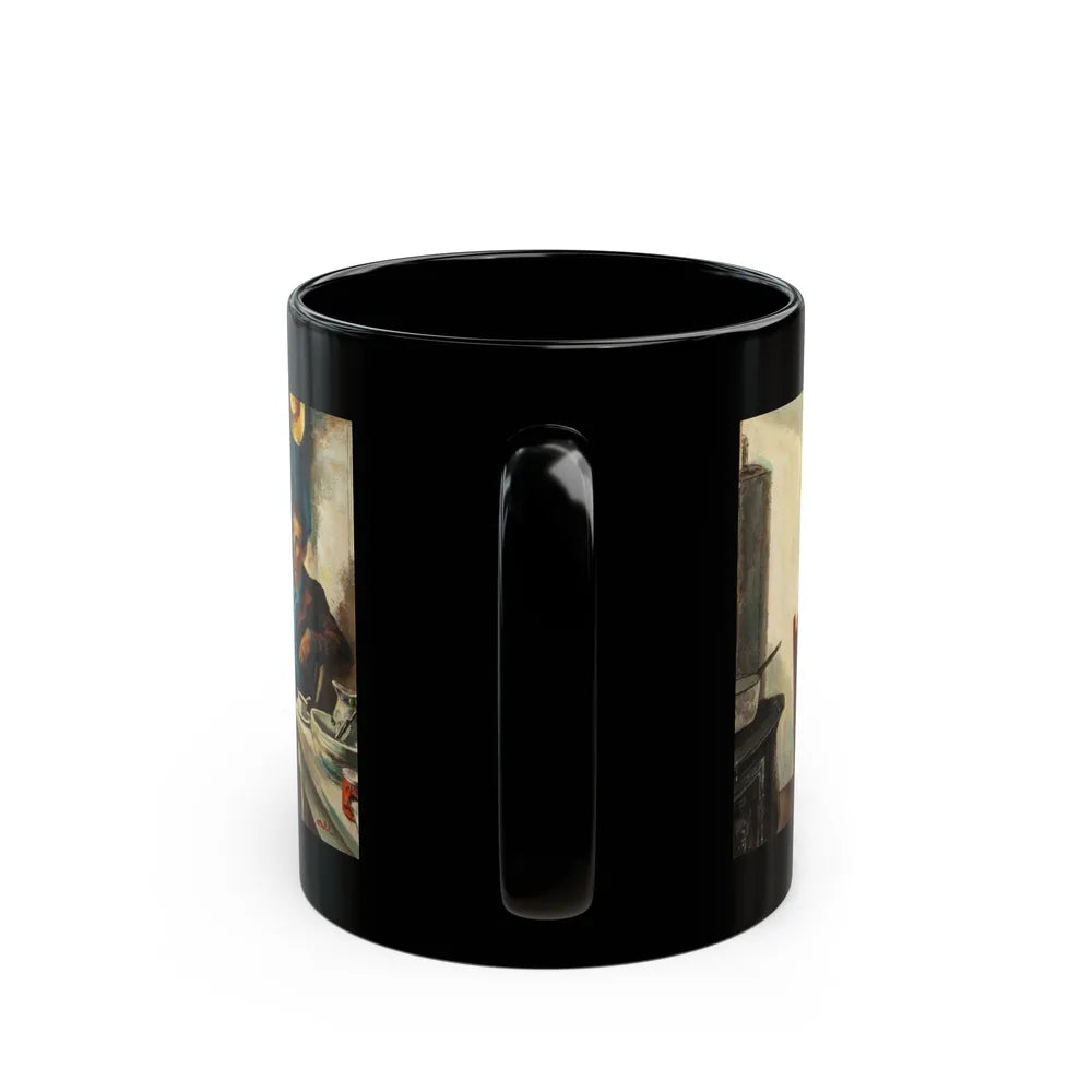 Crowfoot for Luck, Saturday Evening Post illustration - Black Coffee Mug-Go Mug Yourself