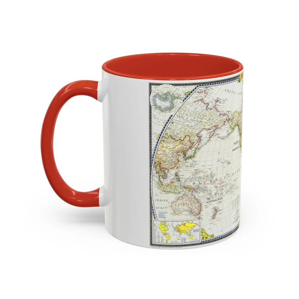 World Map (1951) (Map) Accent Coffee Mug-Go Mug Yourself