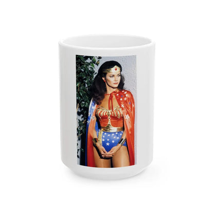 Lynda Carter #211 - Wonder Woman Photo (Vintage Female Icon) White Coffee Mug-15oz-Go Mug Yourself