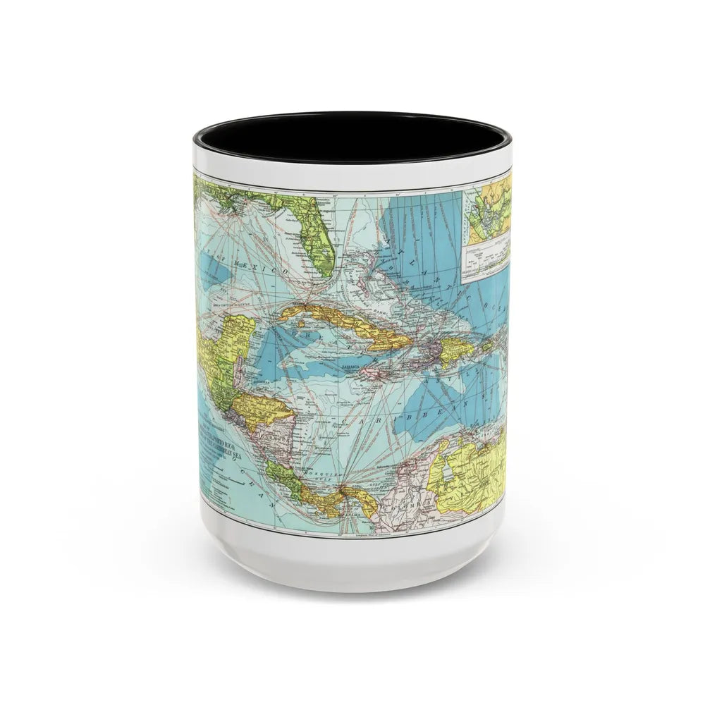 Central America (1913) (Map) Accent Coffee Mug-15oz-Black-Go Mug Yourself