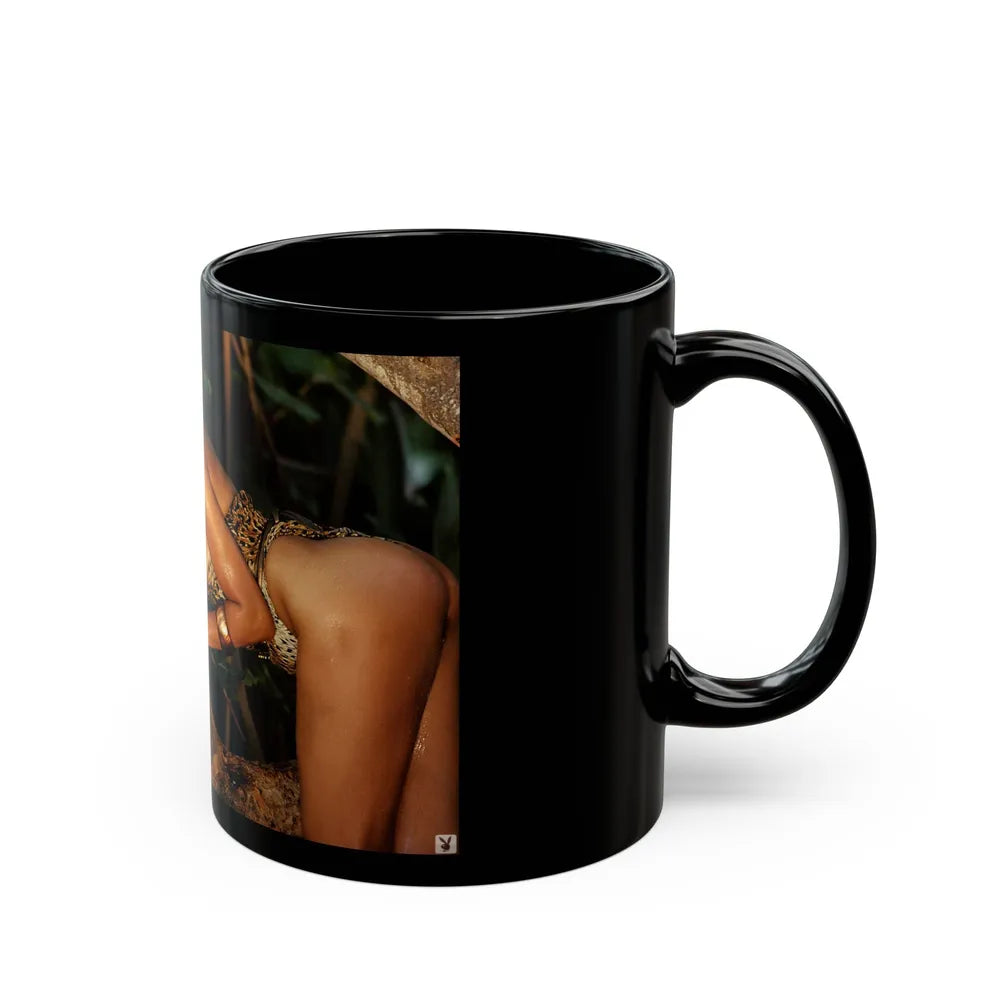 Barbara Carrera #86 (Vintage Female Icon) Black Coffee Mug-Go Mug Yourself