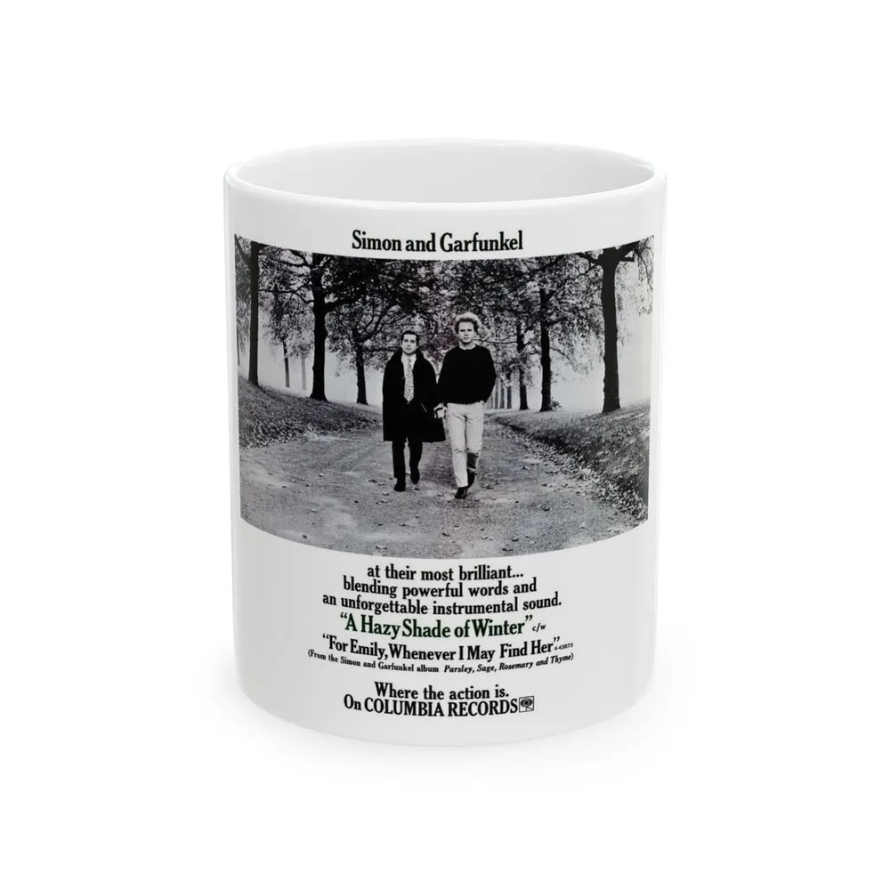 Simon and Garfunkel 1966 (Music Poster) White Coffee Mug-11oz-Go Mug Yourself