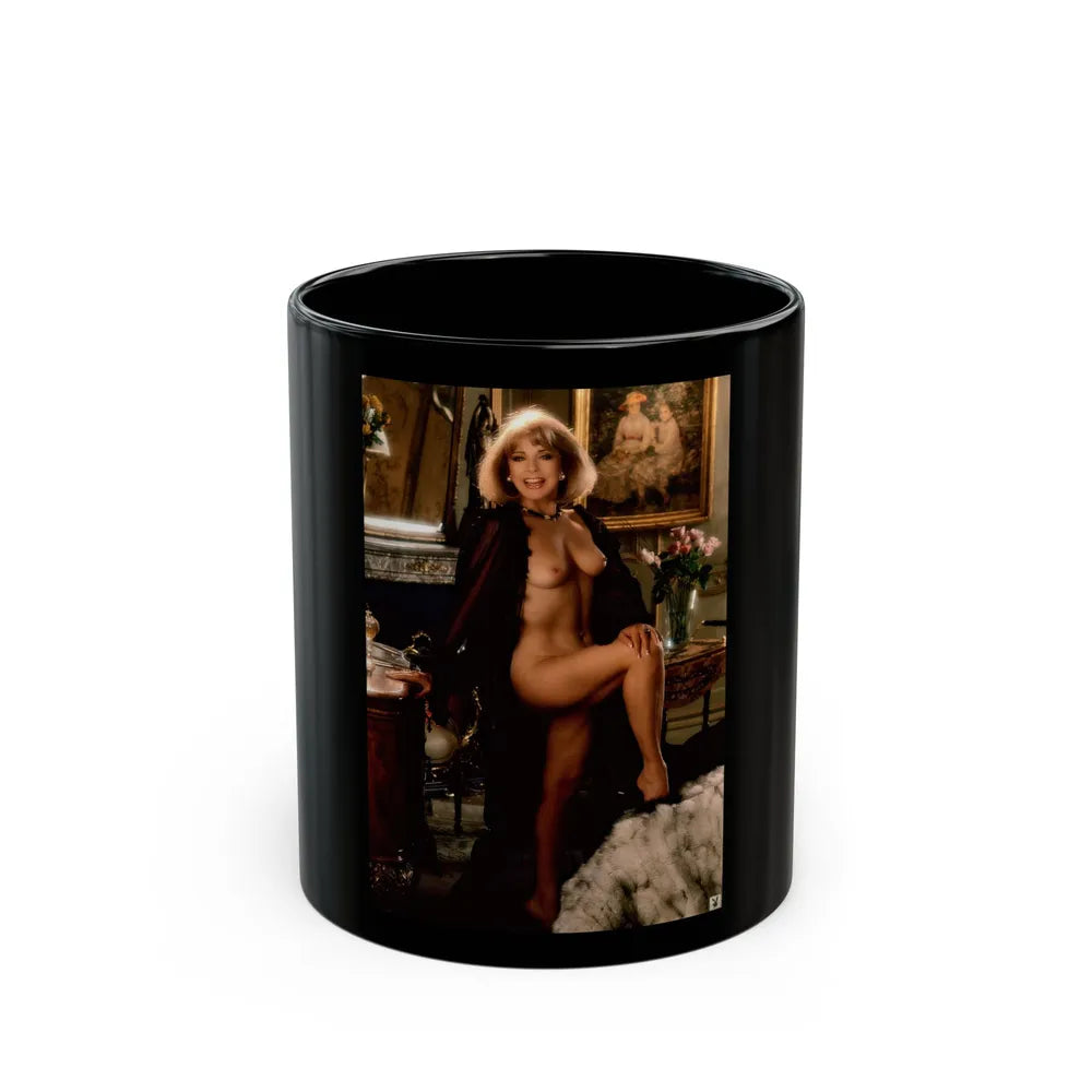 Terry Moore #402 - Unreleased Aug. '84 Playboy Photo from shoot topless in lingerie & black heels (Vintage Female Icon) Black Coffee Mug-11oz-Go Mug Yourself