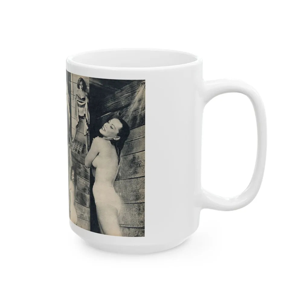 Dawn Richard #105 - [Pages 46 & 47] Including Pages 1 & 2 of 4 with, 8 B&W Photos from MAN's Magazine June 1963 (Vintage Female Icon) White Coffee Mug-Go Mug Yourself