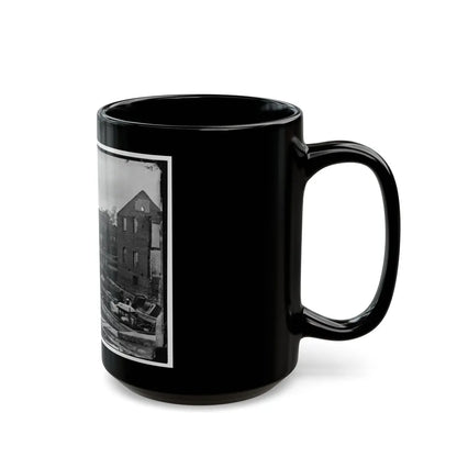 Richmond, Va. Barges With African Americans On The Canal; Ruined Buildings Beyond (U.S. Civil War) Black Coffee Mug-Go Mug Yourself