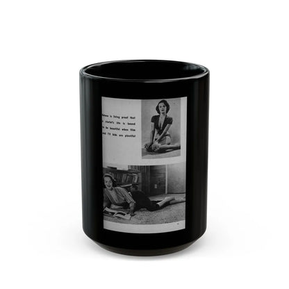 Helene Hayden #08 - 1 Page, 2 B&W Photos, Short & Caption from EYE Digest Mag. Nov. '53 (Vintage Female Icon) Black Coffee Mug-15oz-Go Mug Yourself