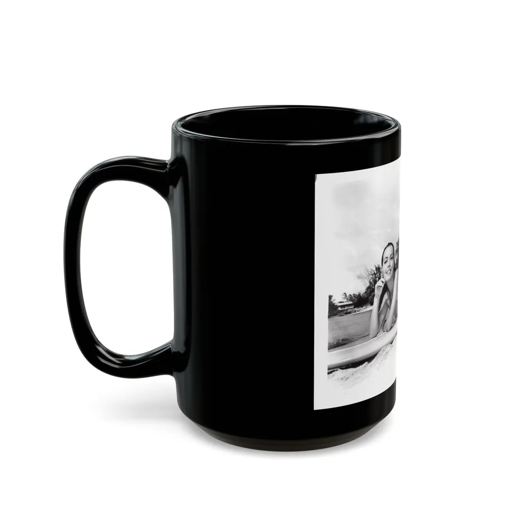 Susan Hart #18 - 8x10 B&W Cheesecake 2-Piece Swimsuit ''Ride The Wild Surf'' '64 Movie Promo Photo (Vintage Female Icon) Black Coffee Mug-Go Mug Yourself