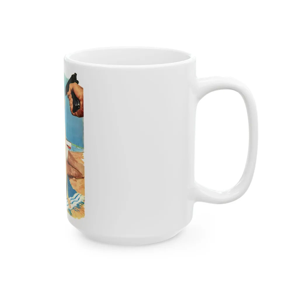 Frankie and Annette tangle with The Mob in Beach Blanket - White Coffee Mug-Go Mug Yourself