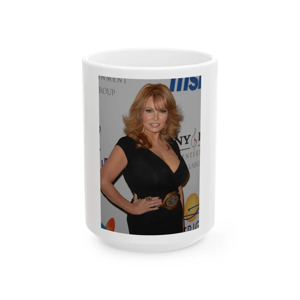 Raquel Welch #282 (Vintage Female Icon) White Coffee Mug-15oz-Go Mug Yourself