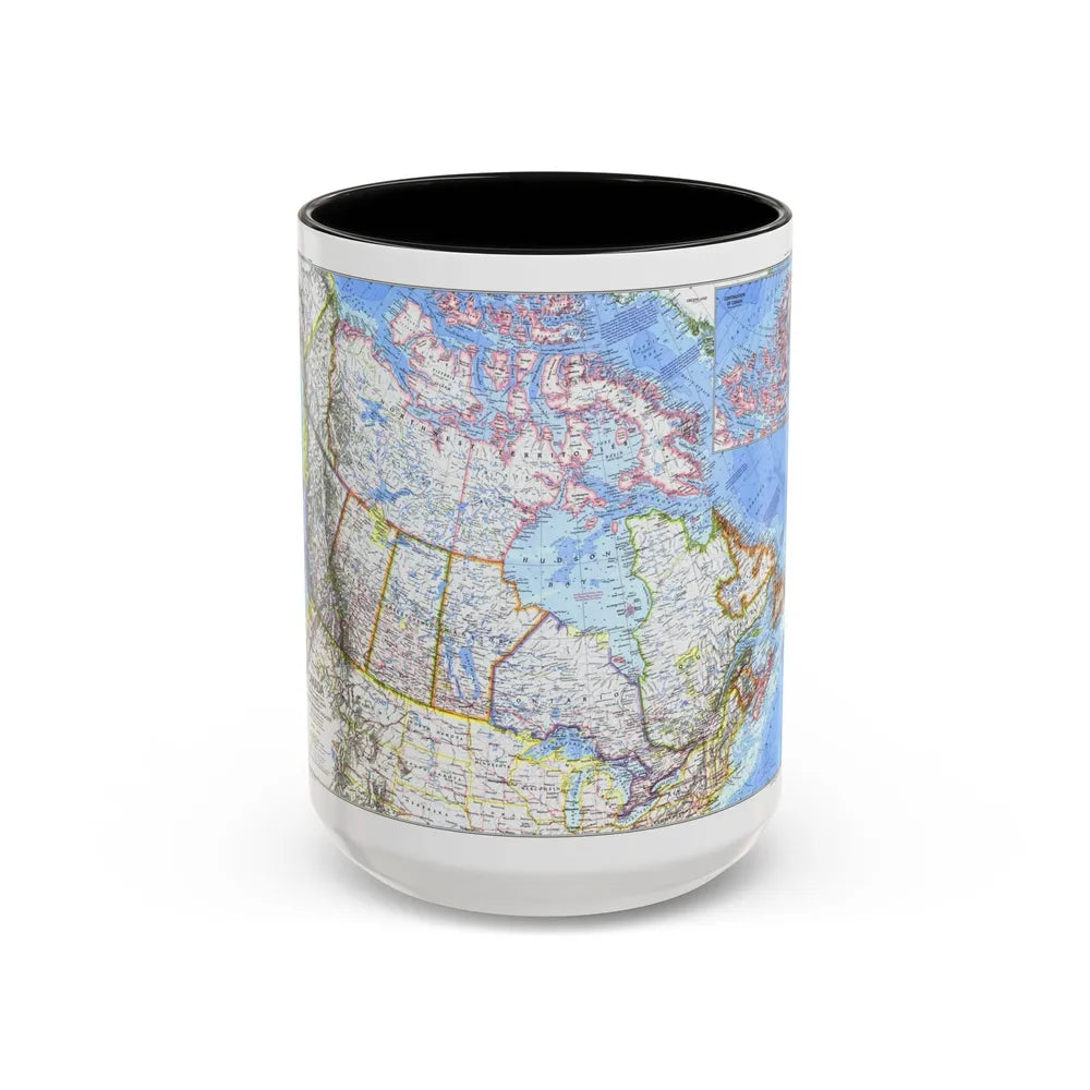 Canada (1972) (Map) Accent Coffee Mug-15oz-Black-Go Mug Yourself