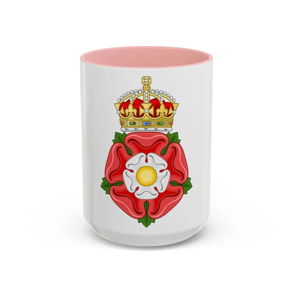 Tudor Rose, royally crowned - Accent Coffee Mug-15oz-Pink-Go Mug Yourself