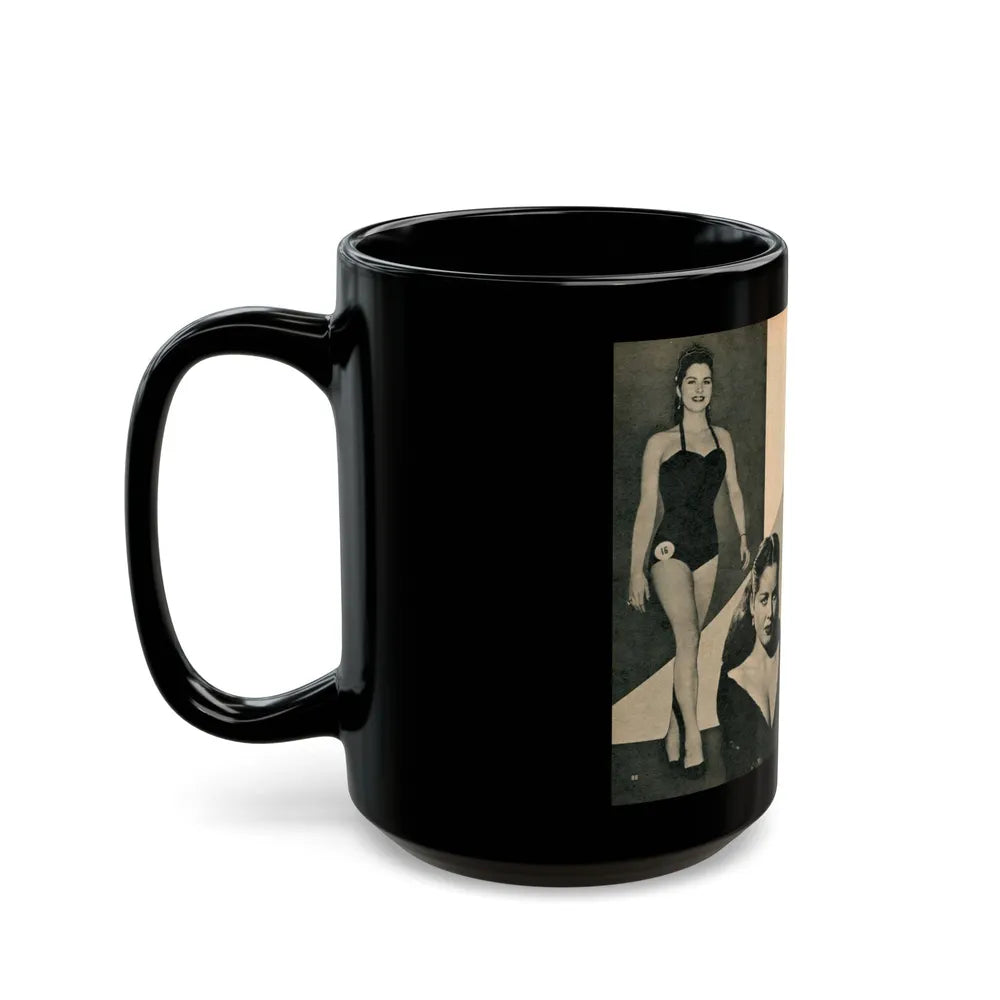 Jeanne Carmen #325 - Page 88 & 89 Pages 4 & 5 of 5 with 2 B&W Pin-Up Pics & 1 B&W Glamour Pic from PHOTO Digest Mag. Sept. '53 (Vintage Female Icon) Black Coffee Mug-Go Mug Yourself