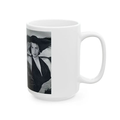 Faith Domergue #227 - [Pages 58 & 59] Pages 1 & 2 of 14+1 B&W Photo & Long Article on her from Pageant Digest Mag. April '51 (Vintage Female Icon) White Coffee Mug-Go Mug Yourself