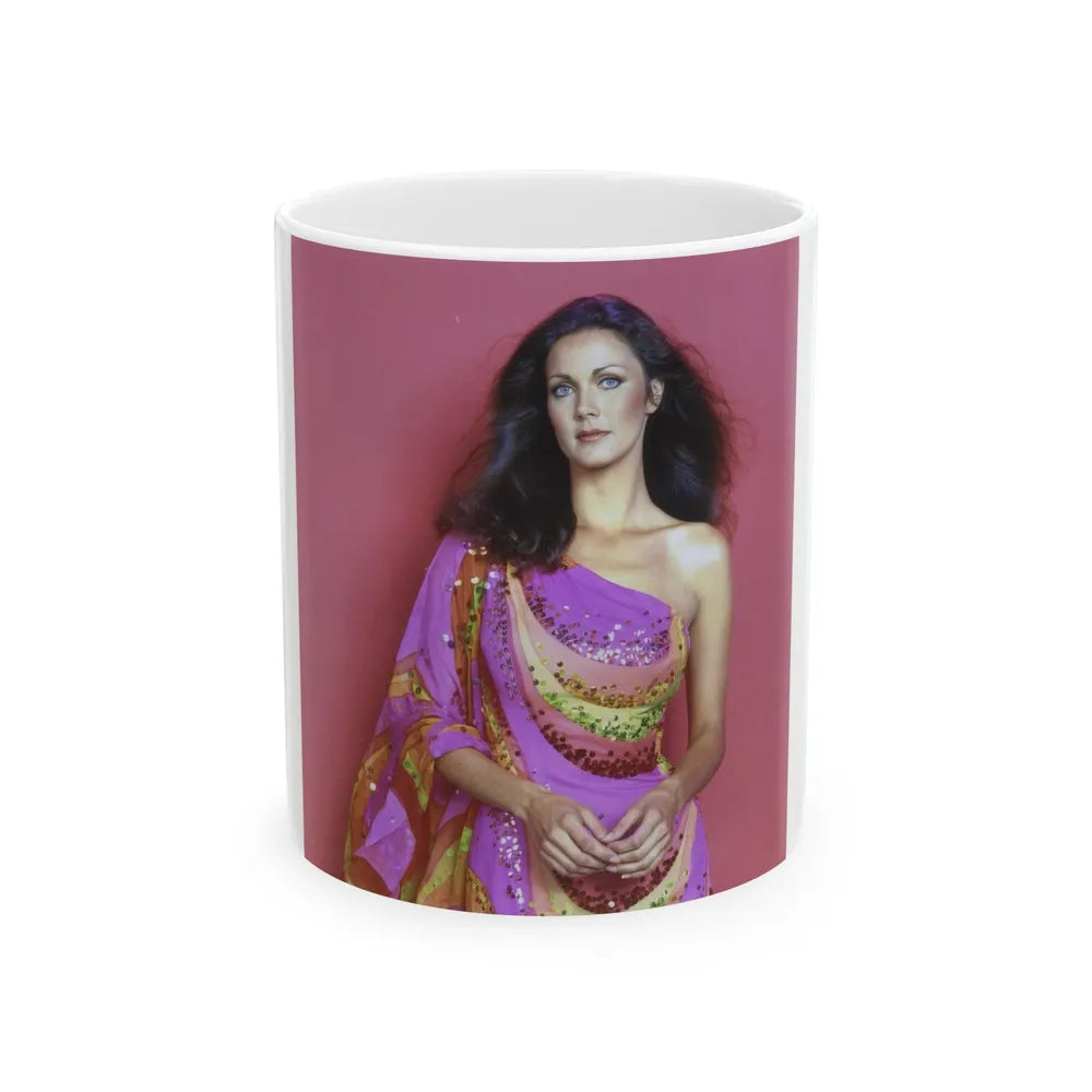 Lynda Carter #225 (Vintage Female Icon) White Coffee Mug-11oz-Go Mug Yourself