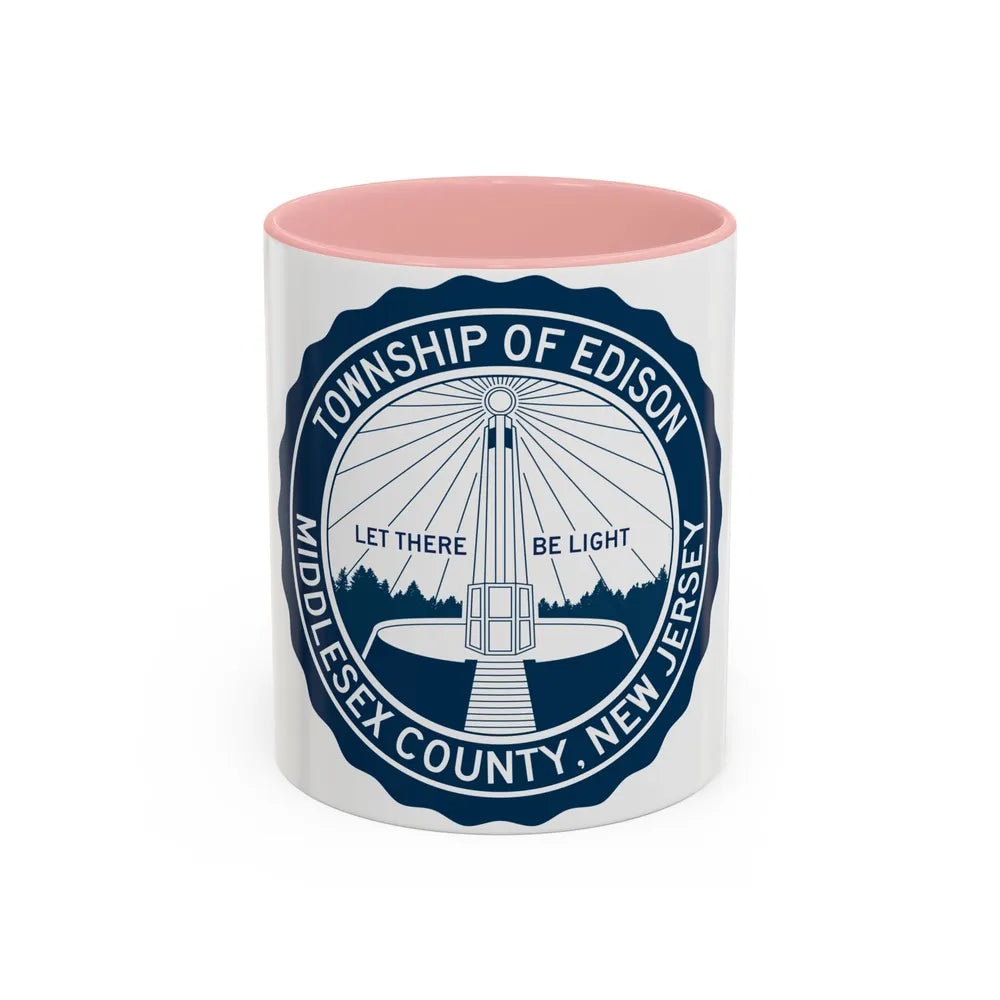 Seal of Edison NJ - Accent Coffee Mug-11oz-Pink-Go Mug Yourself