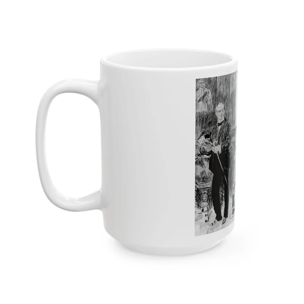 Elegant interior with man and woman - White Coffee Mug-Go Mug Yourself