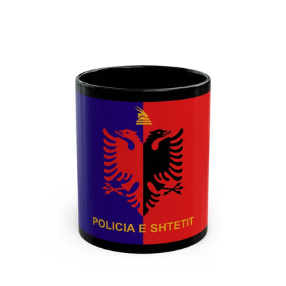 Flag of Albanian State Police - Black Coffee Mug-11oz-Go Mug Yourself