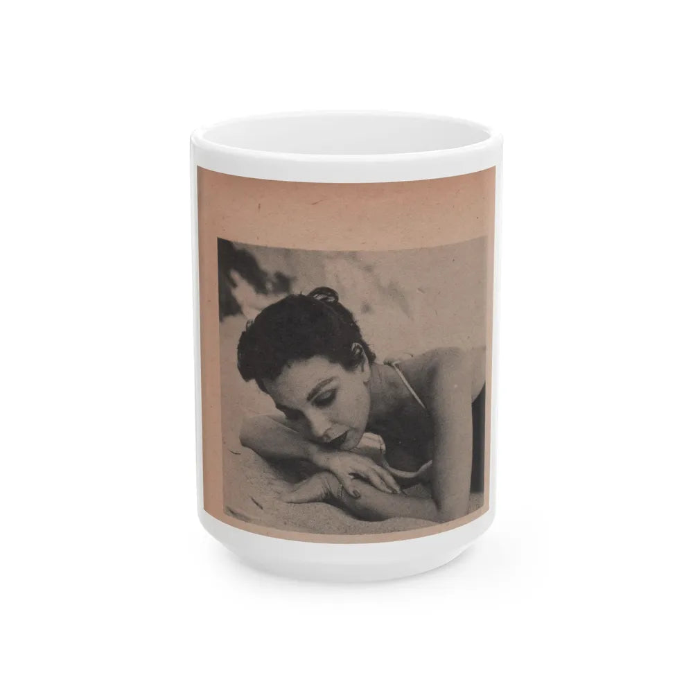 Pamela Duncan #16 - Night and Day Oversized Mag. Feb. '55 - 1 Cropped B&W Photo (Vintage Female Icon) White Coffee Mug-15oz-Go Mug Yourself