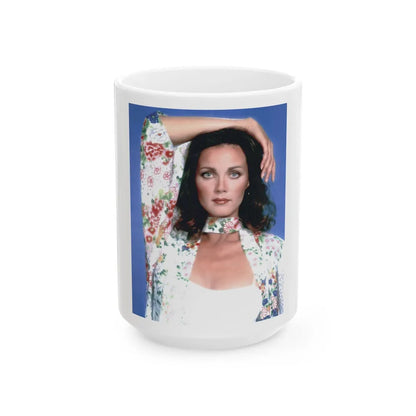 Lynda Carter #234 (Vintage Female Icon) White Coffee Mug-15oz-Go Mug Yourself