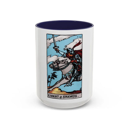 The Knight of Swords (Tarot Card) Accent Coffee Mug-15oz-Navy-Go Mug Yourself