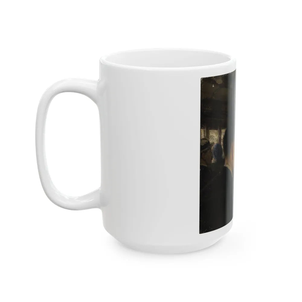 Couple on a Train, original illustration - White Coffee Mug-Go Mug Yourself