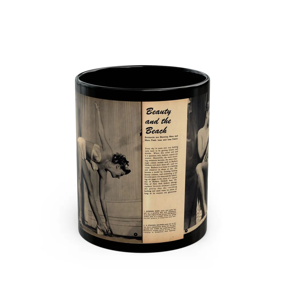 Barbara Nichols #481 - 2 B&W Photos from Glamorous Models Mag. June '49 (Vintage Female Icon) Black Coffee Mug-11oz-Go Mug Yourself