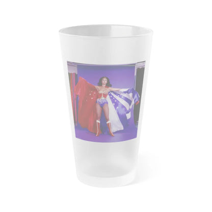 Lynda Carter #156 - Wonder Woman Photo (Vintage Female Icon) Frosted Pint 16oz-16oz-Frosted-Go Mug Yourself