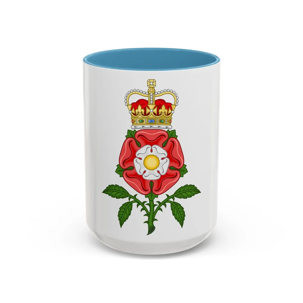 Tudor Rose Royal Badge of England - Accent Coffee Mug-15oz-Light Blue-Go Mug Yourself