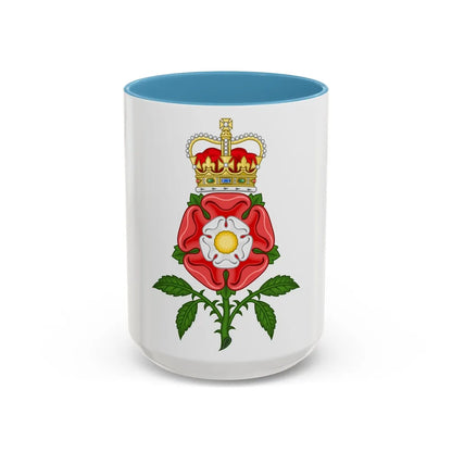 Tudor Rose Royal Badge of England - Accent Coffee Mug-15oz-Light Blue-Go Mug Yourself