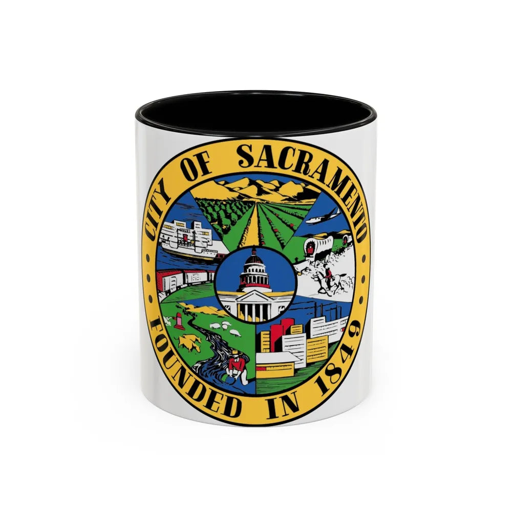 Seal of Sacramento California - Accent Coffee Mug-11oz-Black-Go Mug Yourself