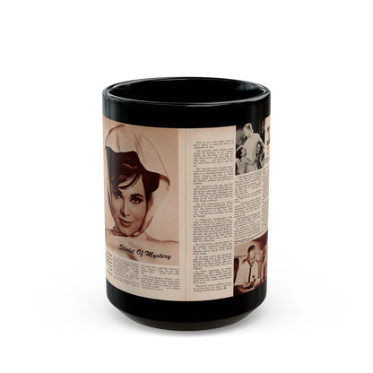 Gila Golan #170 - 1 B&W Glamour Headshot & Article on Gila from Millionaire Mag. March '66 (Vintage Female Icon) Black Coffee Mug-15oz-Go Mug Yourself