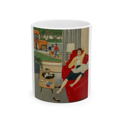 Back to School, The Saturday Evening Post cover, September 12, 1959 - White Coffee Mug-11oz-Go Mug Yourself