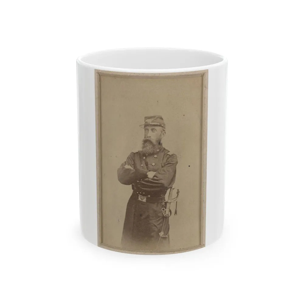 Colonel Francis L. Lee Of 4th Massachusetts Infantry Battalion And 44th Massachusetts Infantry Regiment In Uniform With Sword (U.S. Civil War) White Coffee Mug-11oz-Go Mug Yourself