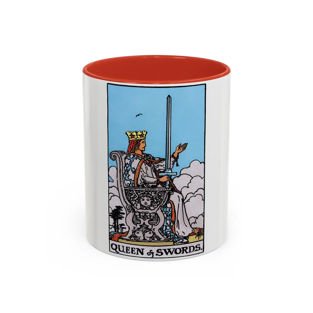 The Queen of Swords (Tarot Card) Accent Coffee Mug-11oz-Red-Go Mug Yourself