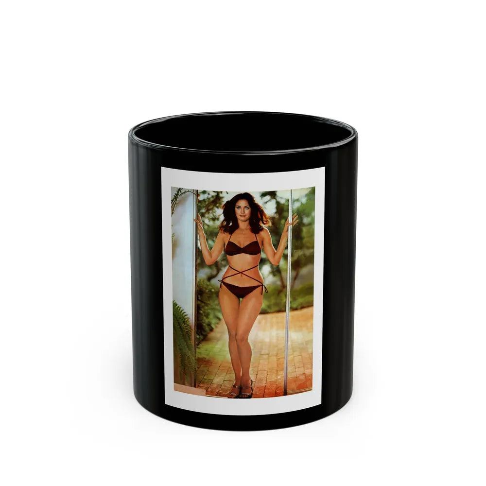 Lynda Carter #153 1 (Vintage Female Icon) Black Coffee Mug-11oz-Go Mug Yourself