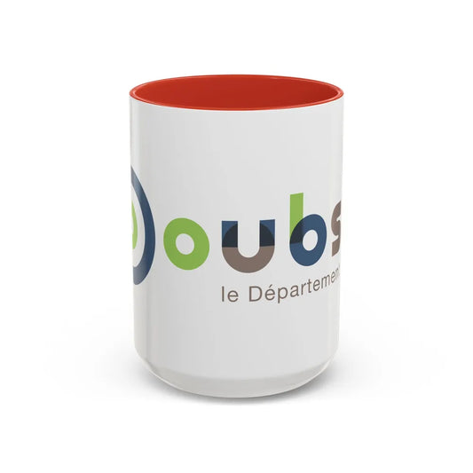 Flag of Doubs France - Accent Coffee Mug-15oz-Red-Go Mug Yourself