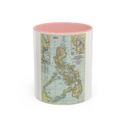 Philippines, The (1945) (Map) Accent Coffee Mug-11oz-Pink-Go Mug Yourself