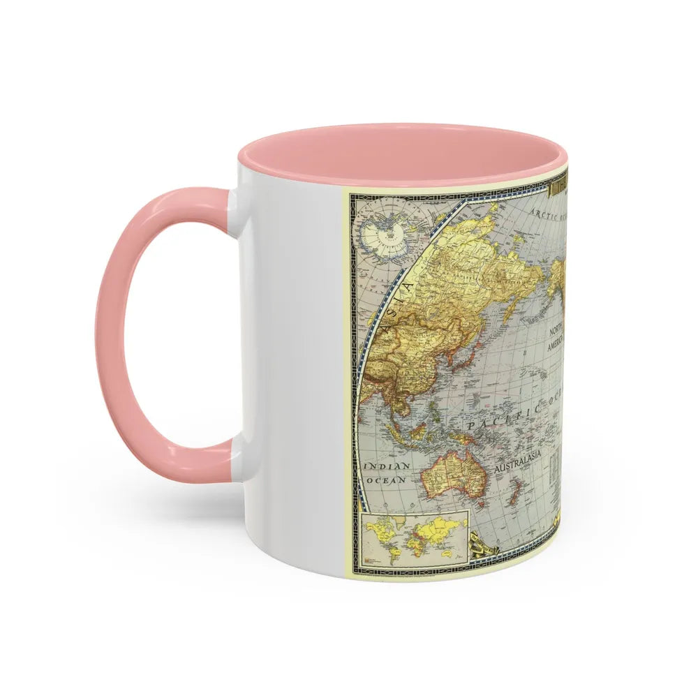 World Map (1943) (Map) Accent Coffee Mug-Go Mug Yourself