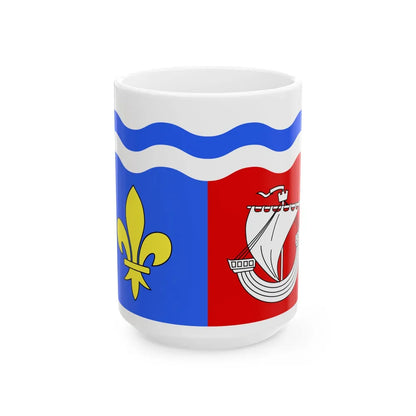 Flag of Hauts de Seine France 2 - White Coffee Mug-15oz-Go Mug Yourself