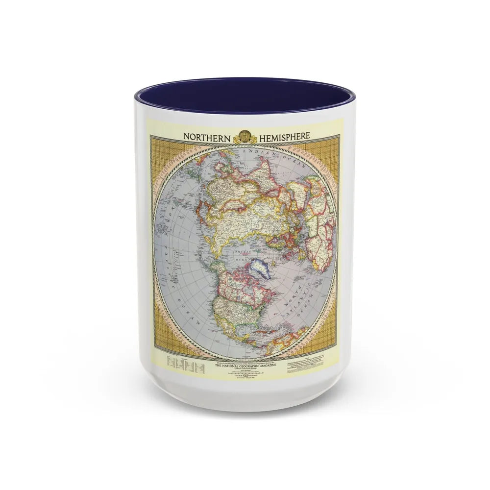 Northern Hemisphere (1946) (Map) Accent Coffee Mug-15oz-Navy-Go Mug Yourself