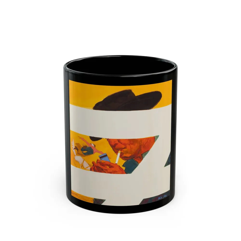 Cowboy Lighting Up, preliminary advertising illustration, circa 1958 - Black Coffee Mug-11oz-Go Mug Yourself