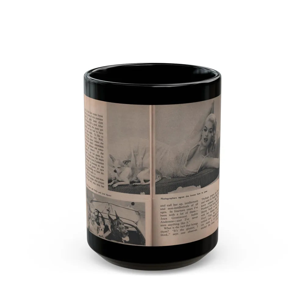 Jayne Mansfield #306 - JAYNE Pocket Magazine Pages 56 & 57 (Vintage Female Icon) Black Coffee Mug-15oz-Go Mug Yourself